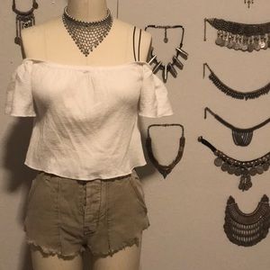 Vintage 70s Boho Gauze Crop Top